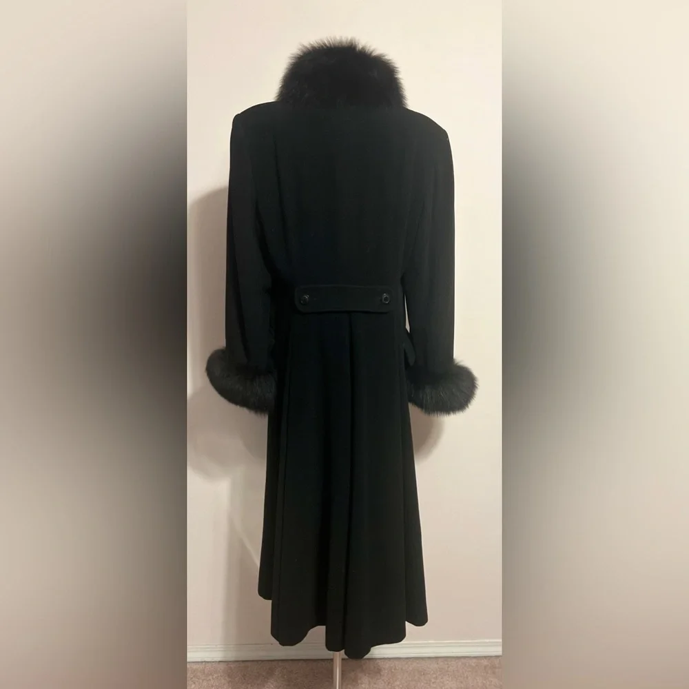 Hannah Black Wool and Cashmere Coat with Real Fur Trim - Picture 2 of 7